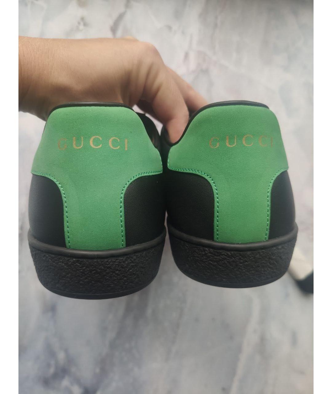 GUCCI Черные кожаные кеды, фото 2