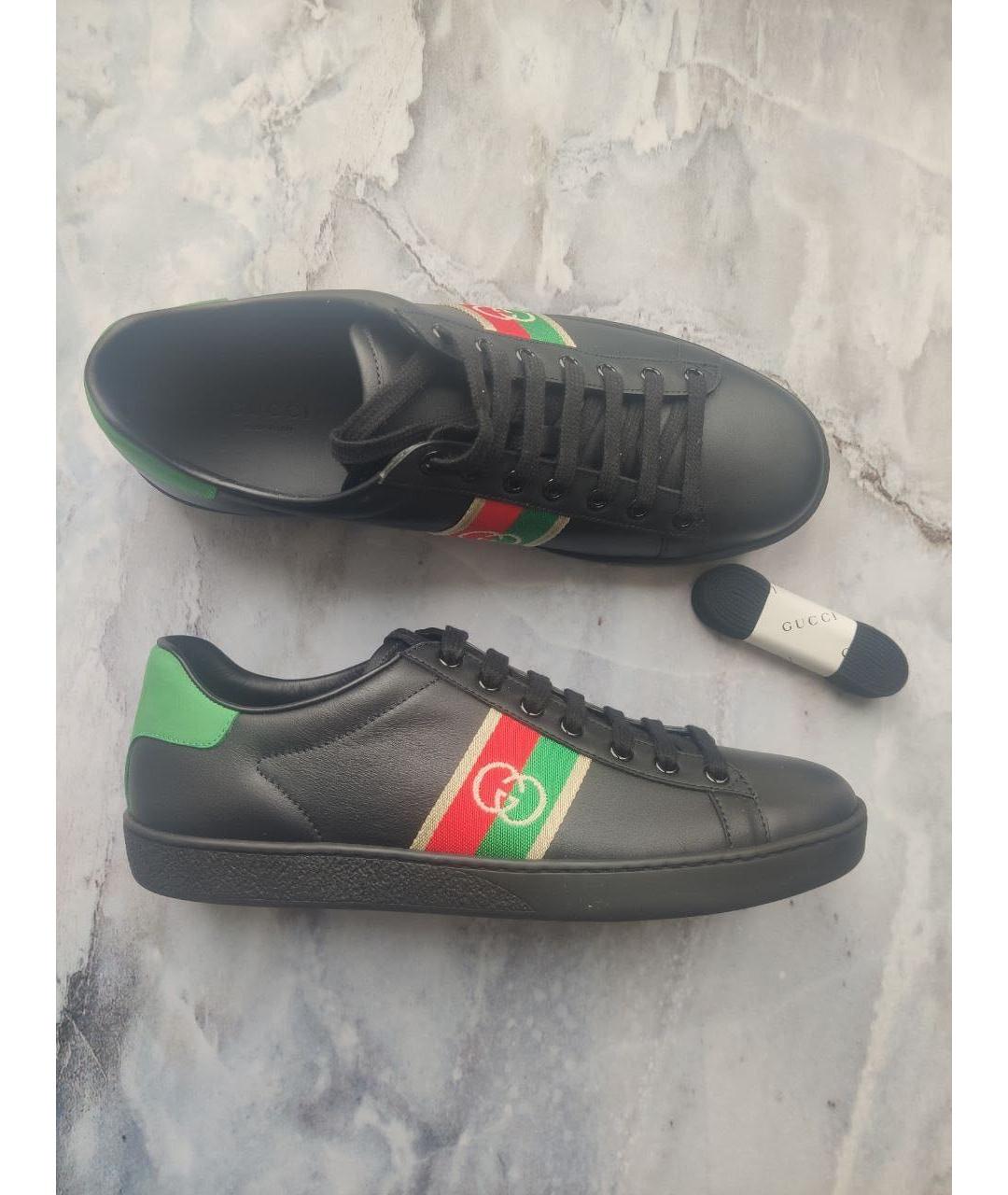 GUCCI Черные кожаные кеды, фото 6