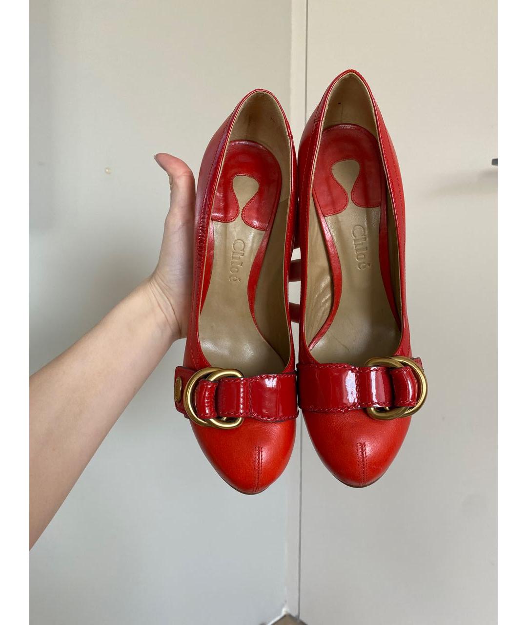 CHLOE Красные кожаные туфли, фото 4
