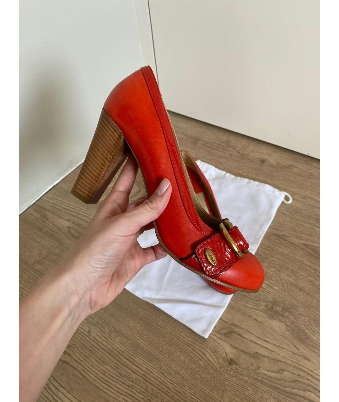 CHLOE Красные кожаные туфли, фото 3