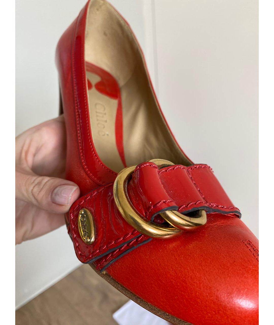 CHLOE Красные кожаные туфли, фото 5