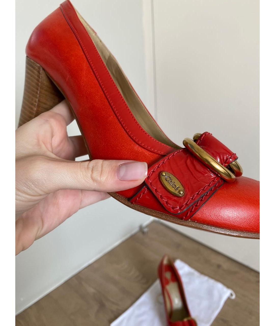 CHLOE Красные кожаные туфли, фото 7