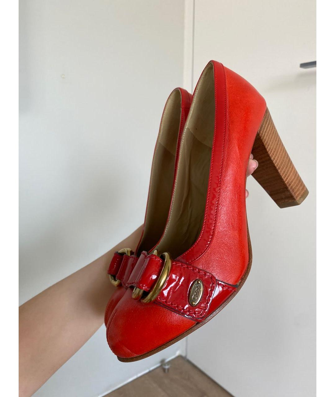 CHLOE Красные кожаные туфли, фото 2