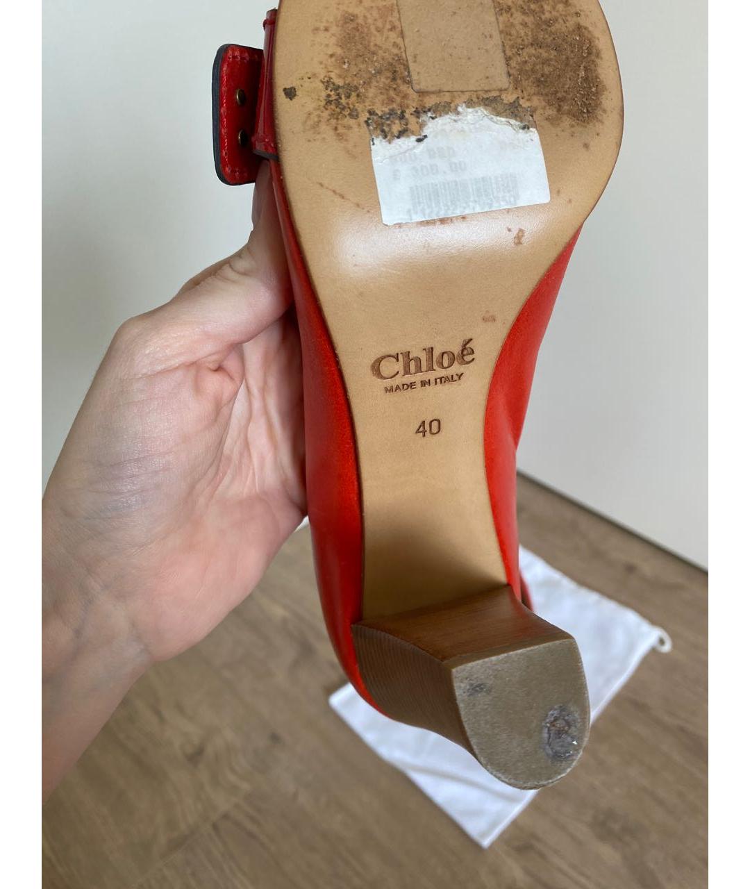 CHLOE Красные кожаные туфли, фото 8