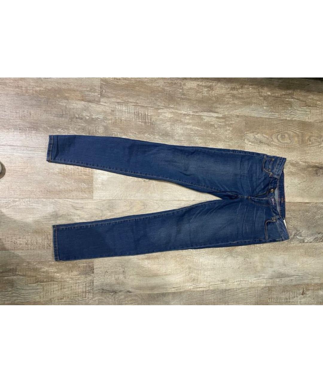 TRUSSARDI JEANS Синие хлопко-полиэстеровые прямые джинсы, фото 4