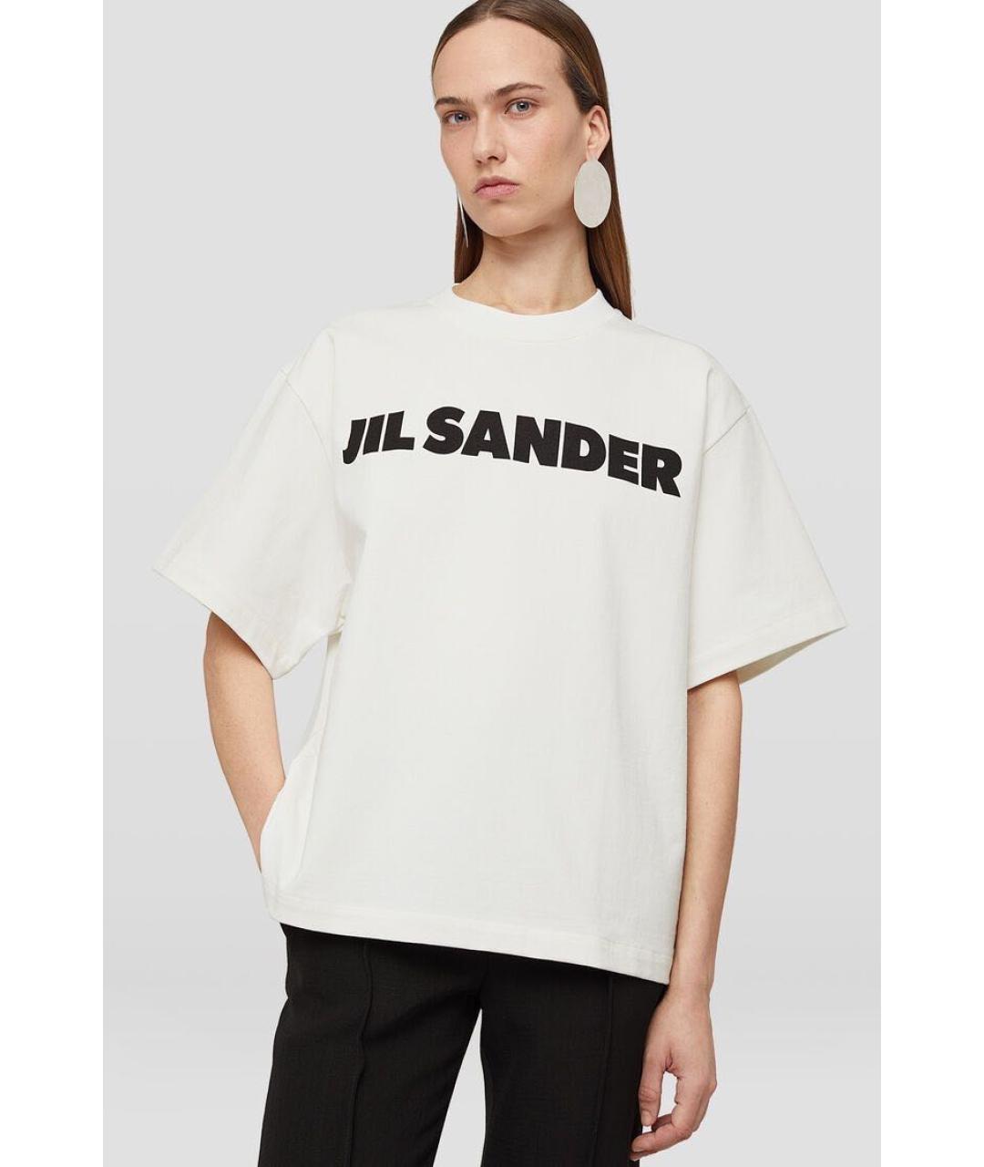 JIL SANDER Белая хлопковая футболка, фото 2
