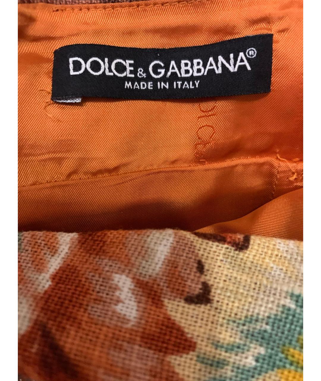 DOLCE&GABBANA Коричневое льняное коктейльное платье, фото 2