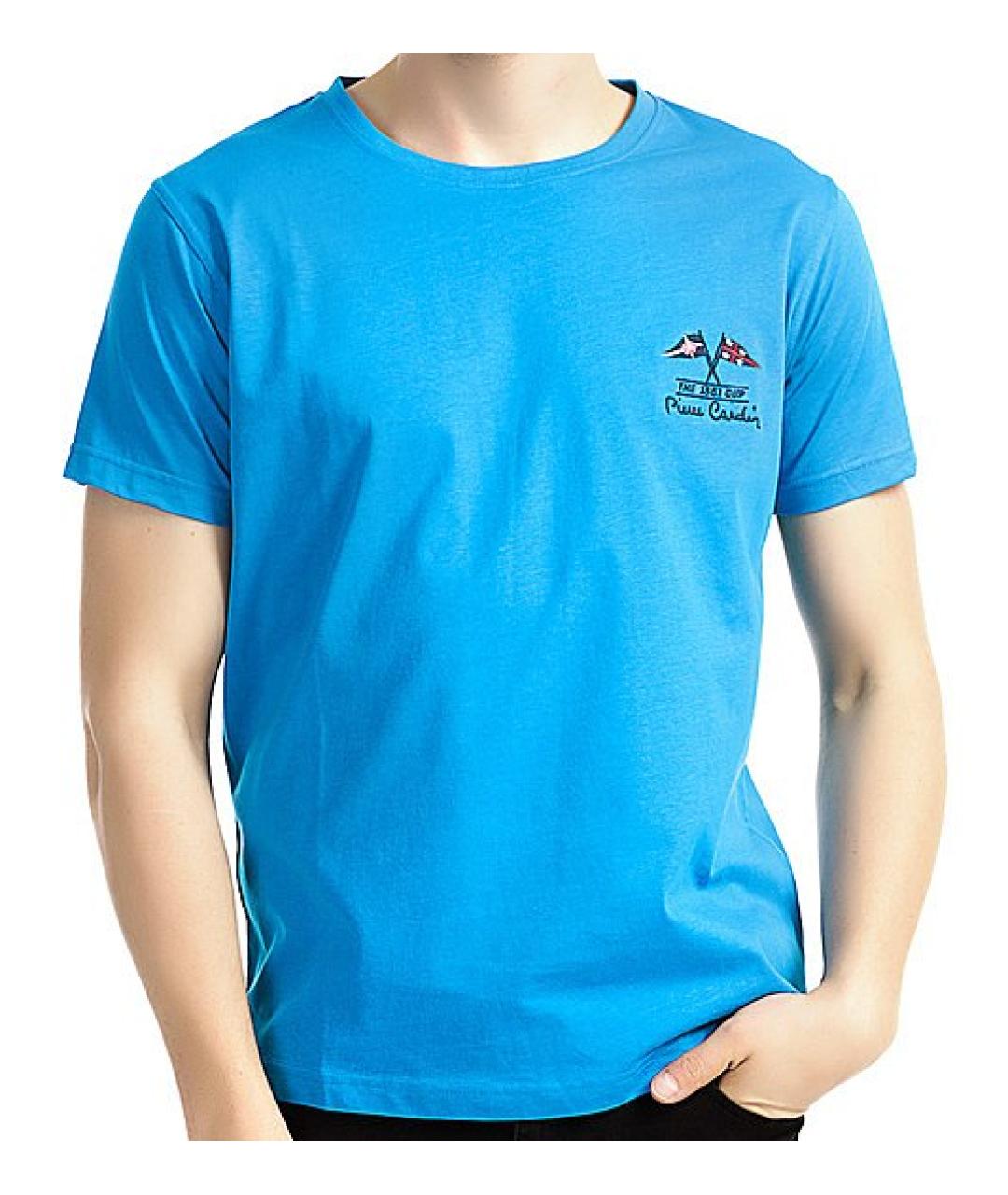 PIERRE CARDIN Голубая хлопковая футболка, фото 6