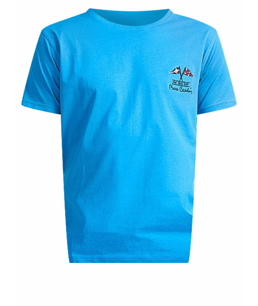 PIERRE CARDIN Голубая хлопковая футболка, фото 1