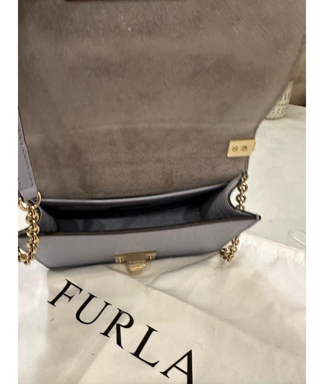 FURLA Голубая кожаная сумка через плечо, фото 4