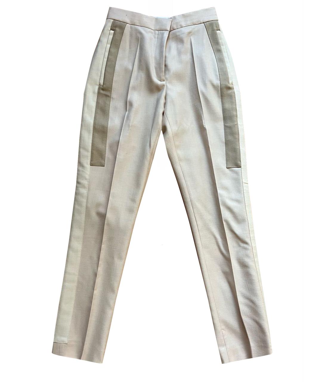 BURBERRY Бежевые шерстяные прямые брюки, фото 1