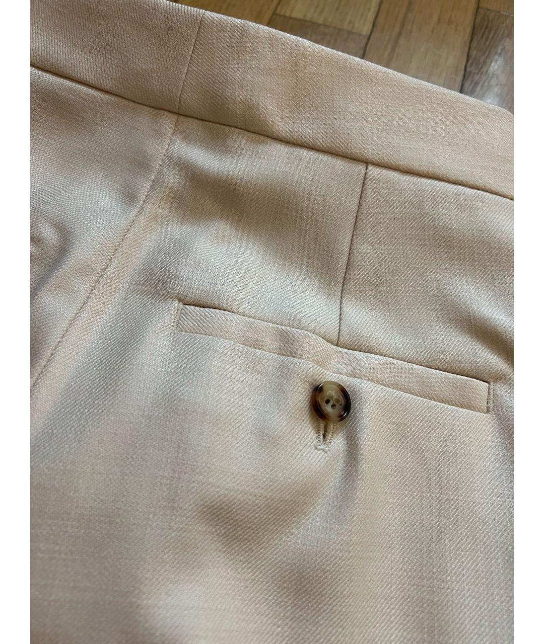 BURBERRY Бежевые шерстяные прямые брюки, фото 3