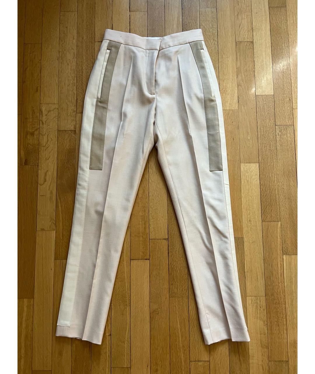 BURBERRY Бежевые шерстяные прямые брюки, фото 9
