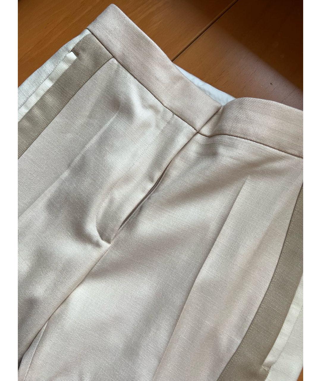 BURBERRY Бежевые шерстяные прямые брюки, фото 4
