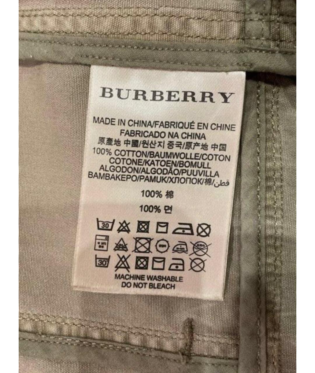 BURBERRY Хаки хлопковое повседневное платье, фото 4