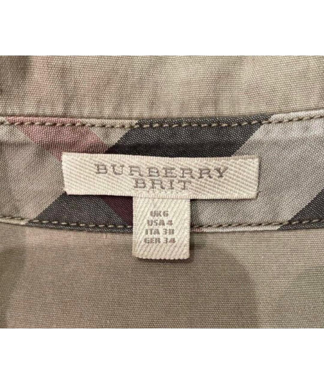 BURBERRY Хаки хлопковое повседневное платье, фото 3