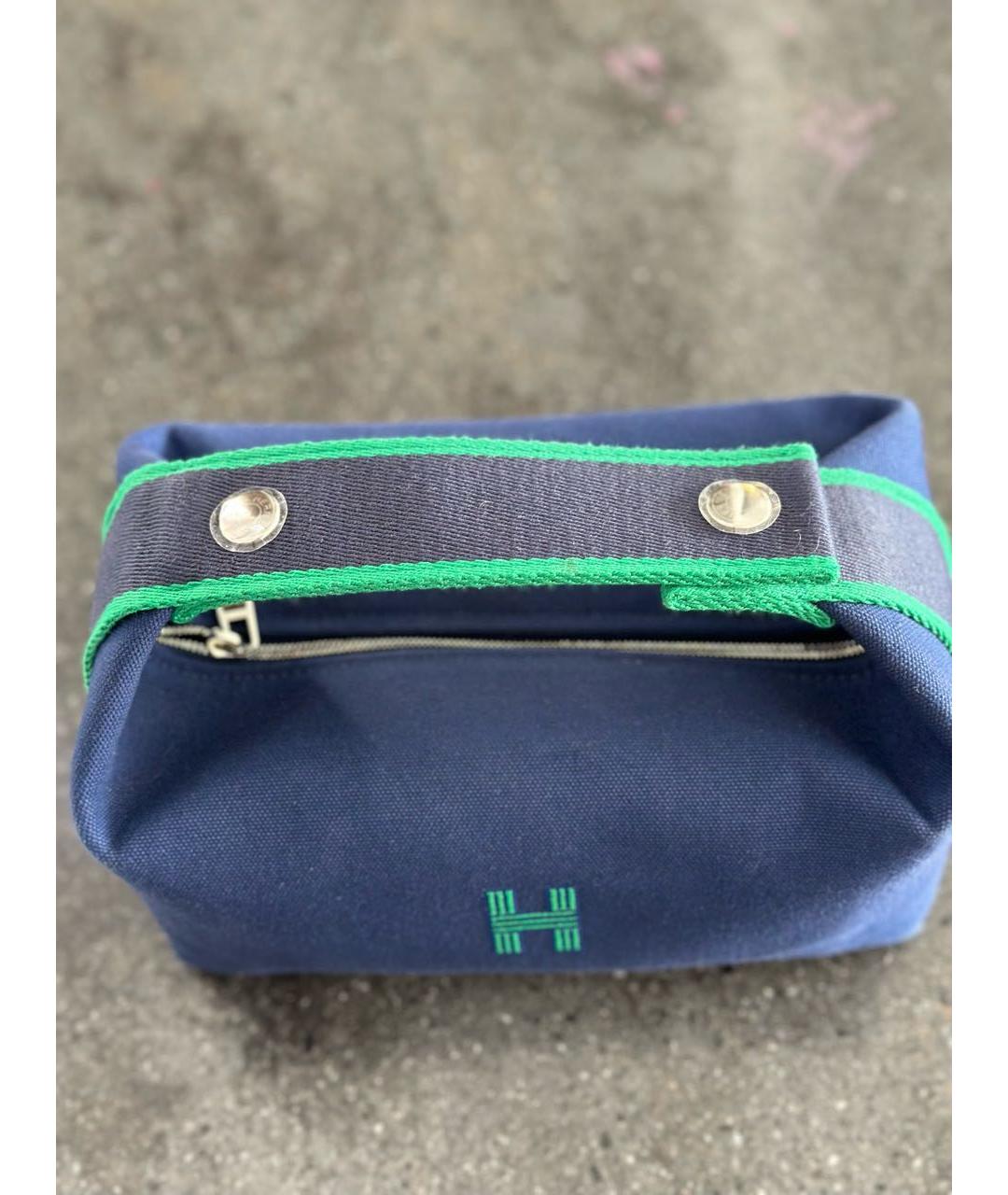 HERMES PRE-OWNED Синяя хлопковая сумка с короткими ручками, фото 8