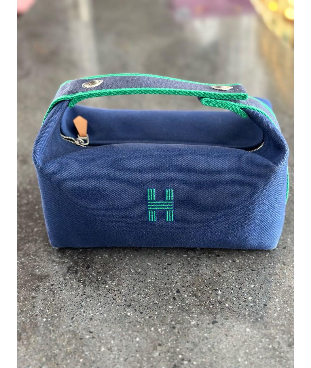 HERMES PRE-OWNED Синяя хлопковая сумка с короткими ручками, фото 9