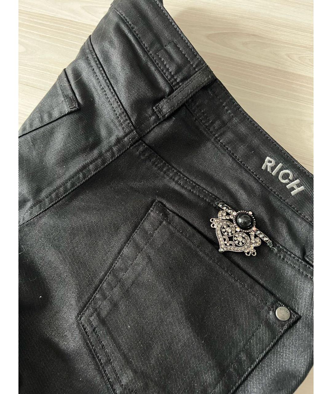 JOHN RICHMOND Черные хлопко-эластановые прямые джинсы, фото 4
