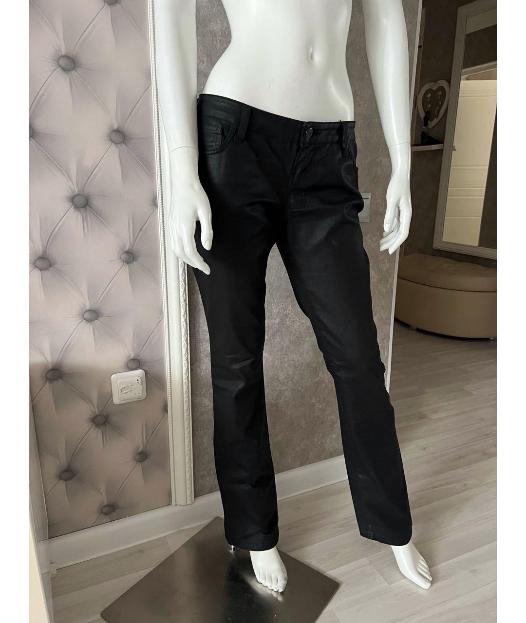 JOHN RICHMOND Черные хлопко-эластановые прямые джинсы, фото 5