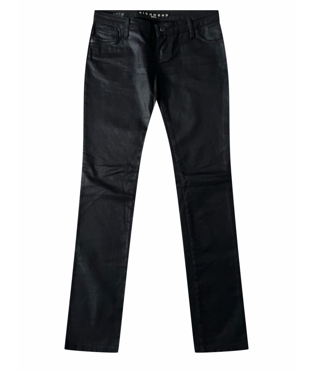 JOHN RICHMOND Черные хлопко-эластановые прямые джинсы, фото 1