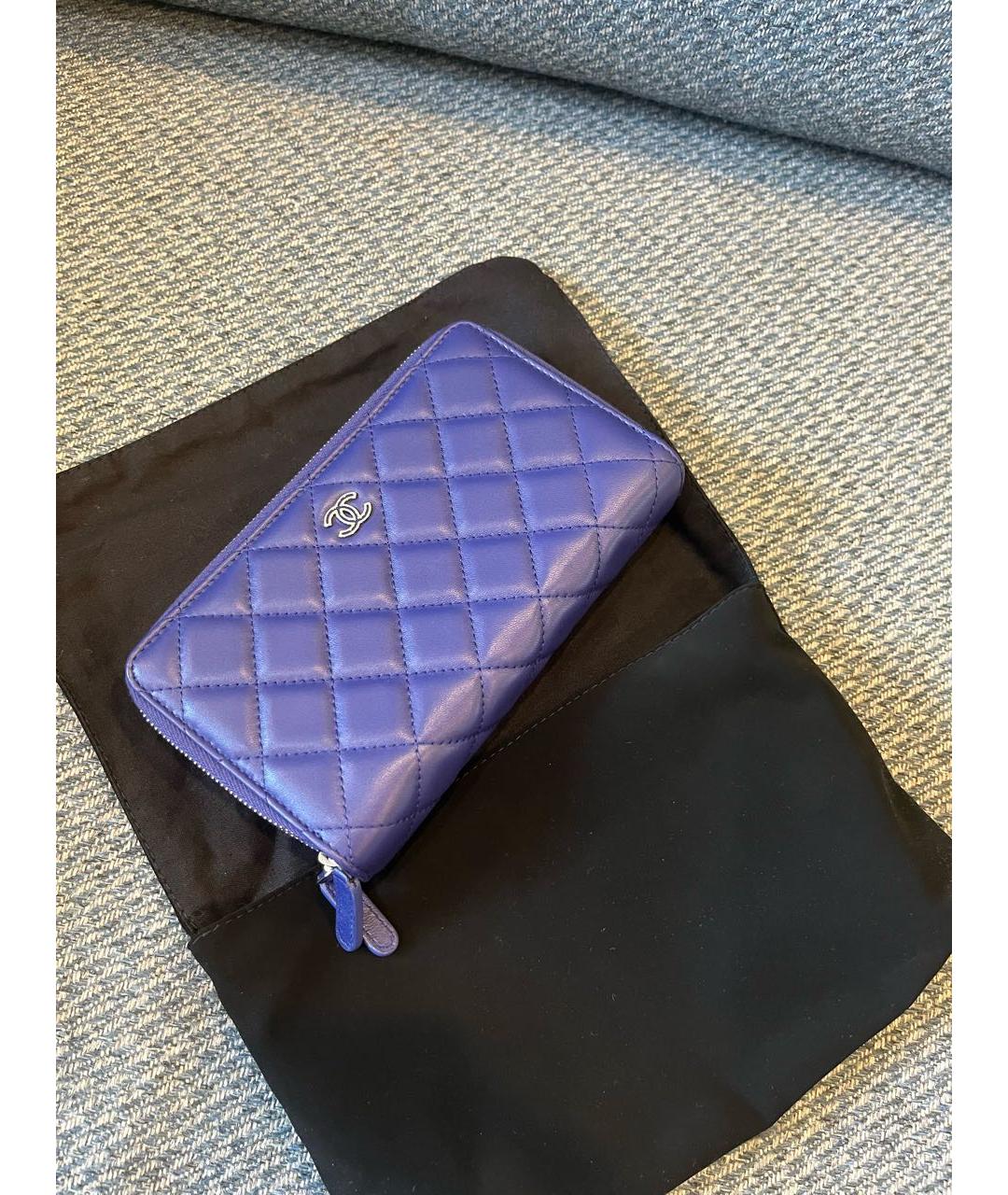 CHANEL Синий кожаный кошелек, фото 4