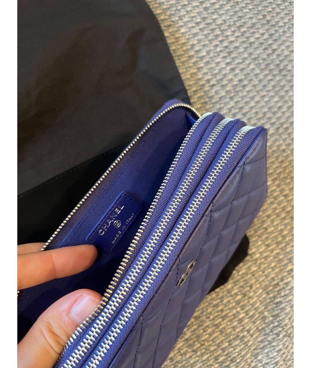 CHANEL Синий кожаный кошелек, фото 2