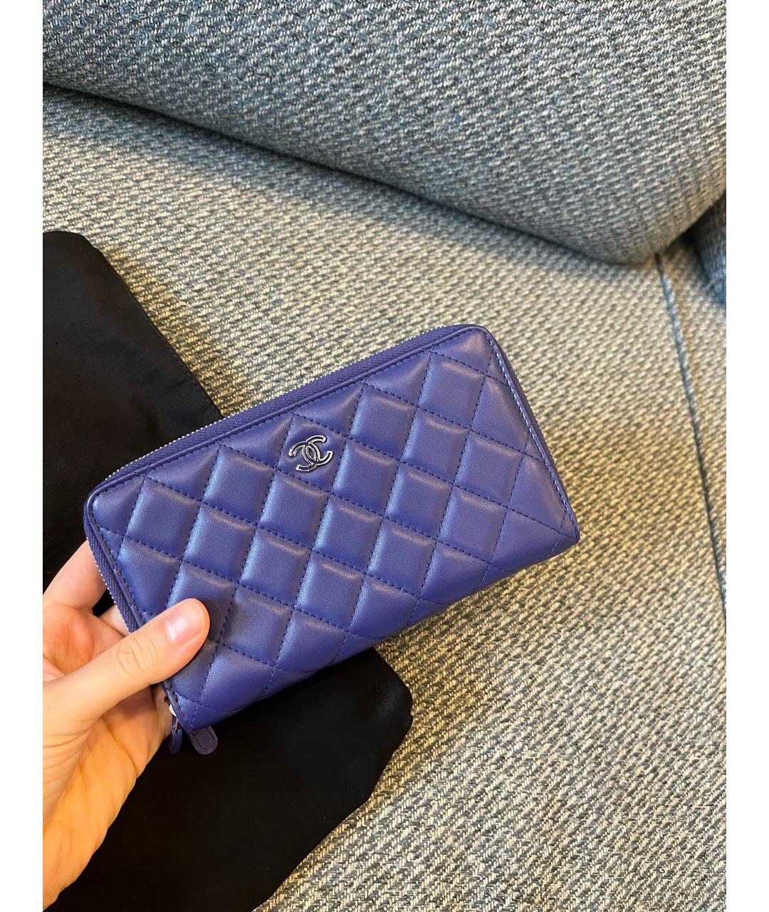 CHANEL Синий кожаный кошелек, фото 3