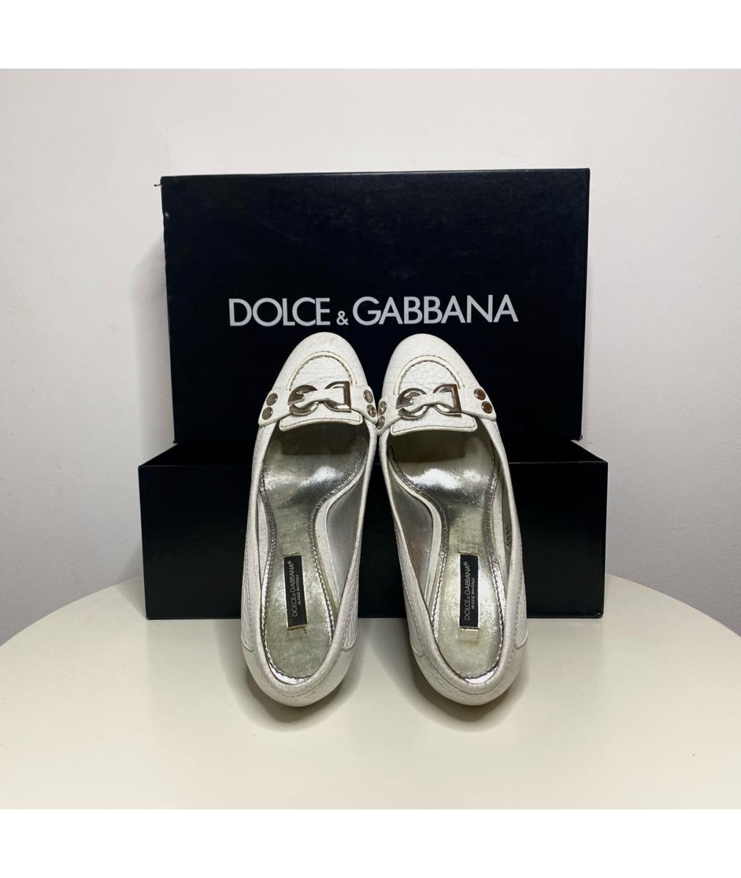 DOLCE&GABBANA Белые кожаные туфли, фото 2
