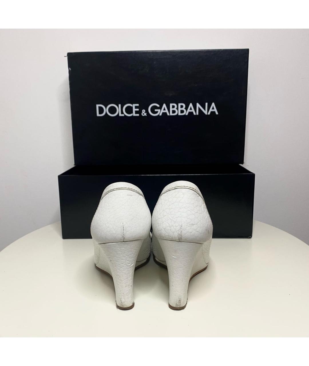 DOLCE&GABBANA Белые кожаные туфли, фото 3