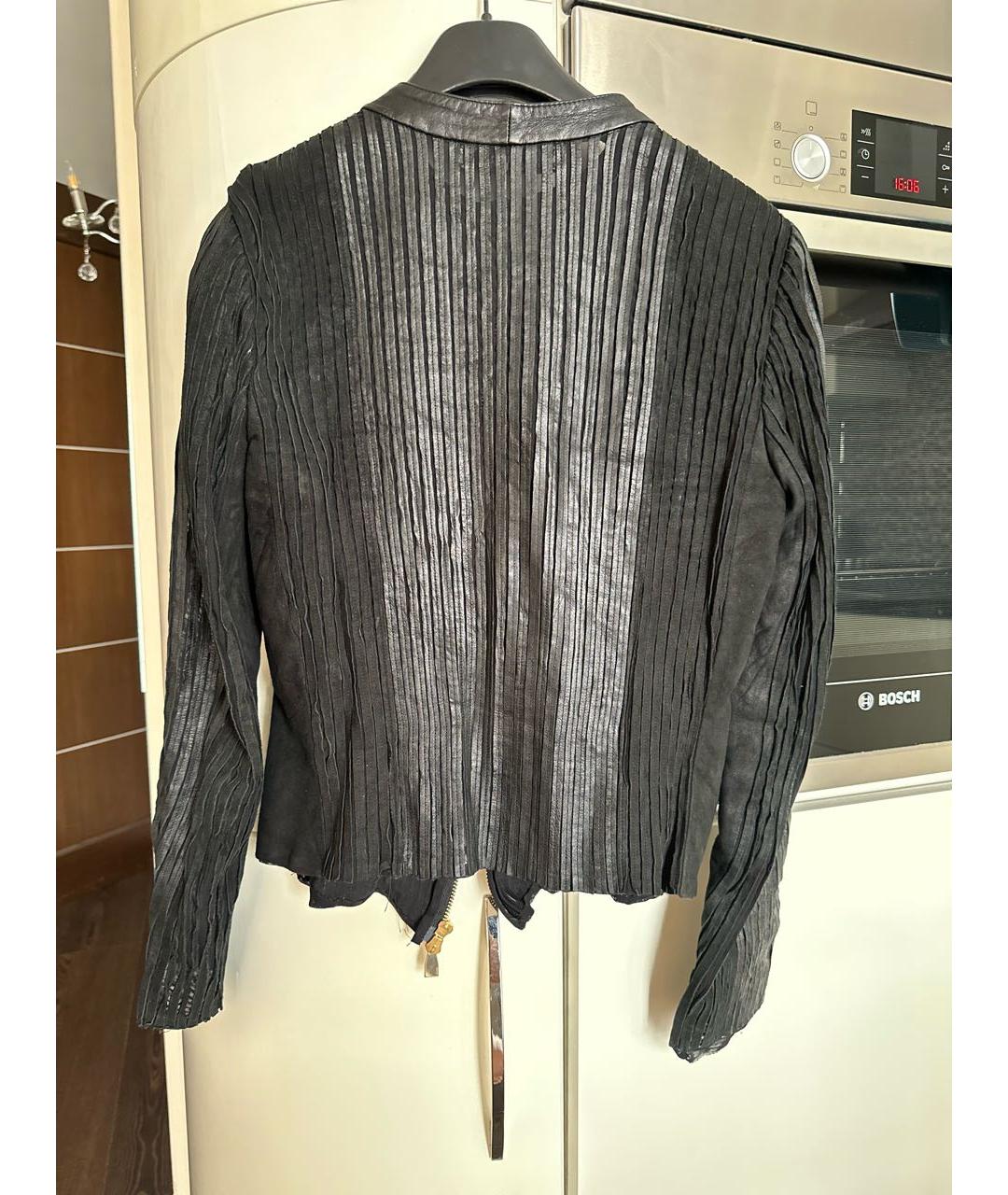 VERSACE COLLECTION Черный кожаный жакет/пиджак, фото 2