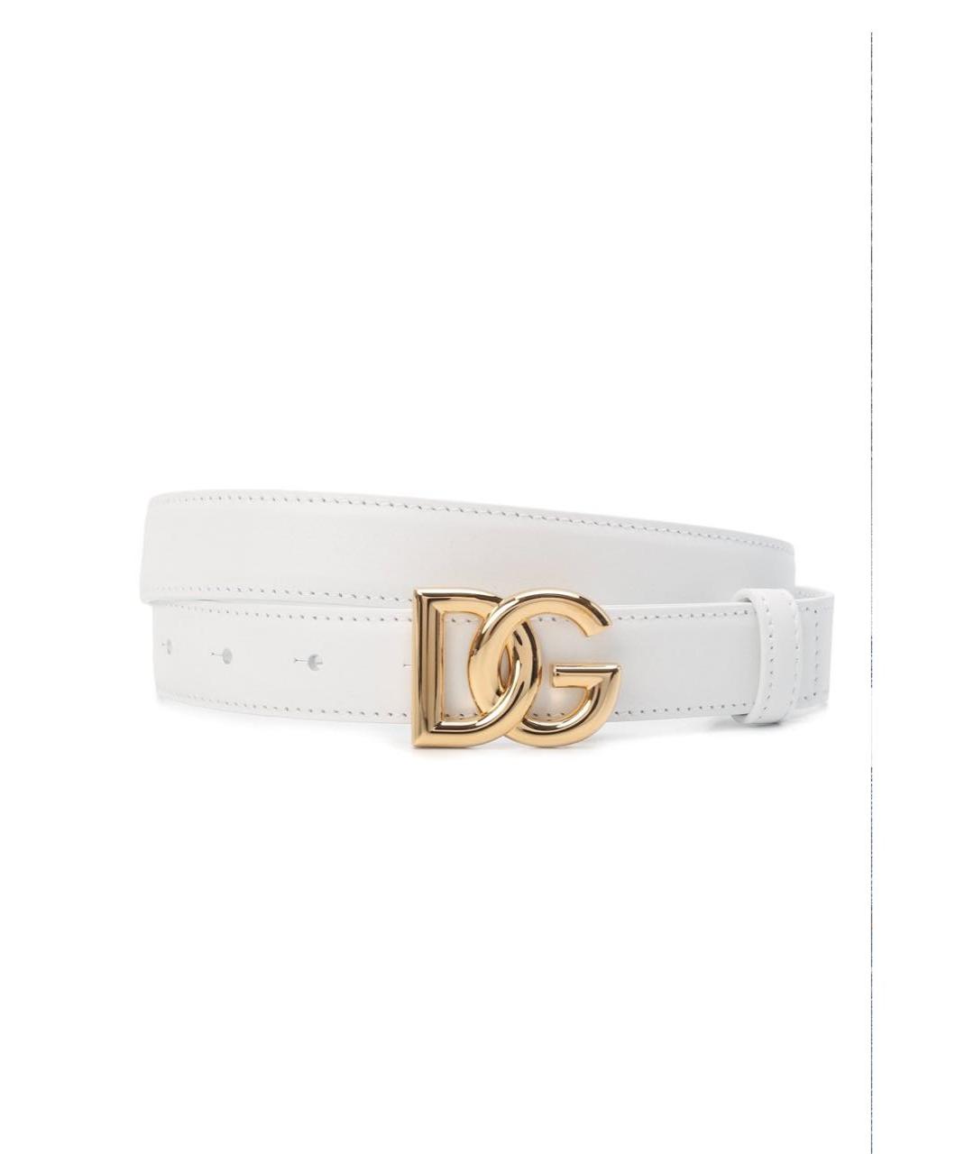 DOLCE&GABBANA Белый кожаный ремень, фото 7