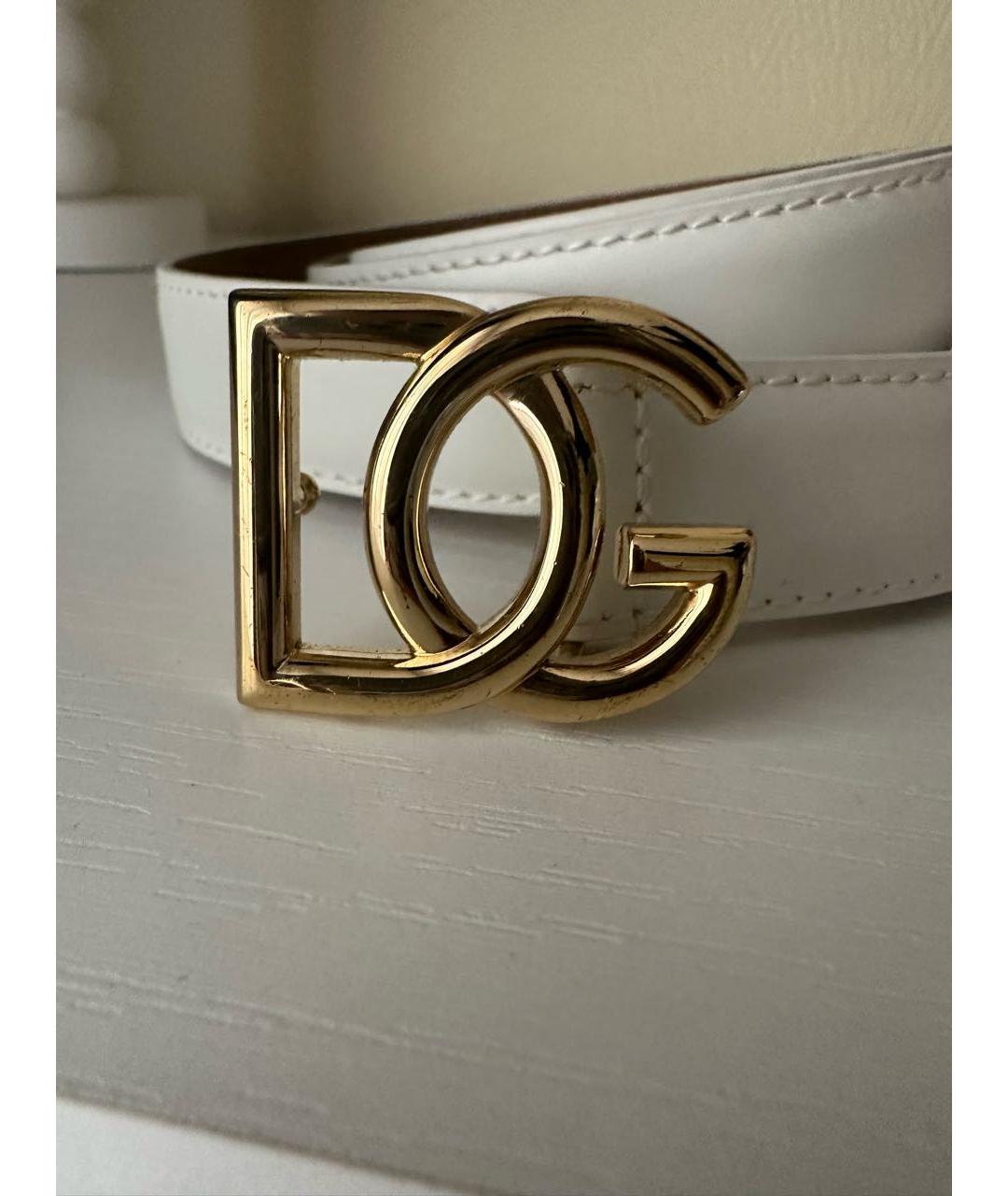 DOLCE&GABBANA Белый кожаный ремень, фото 5