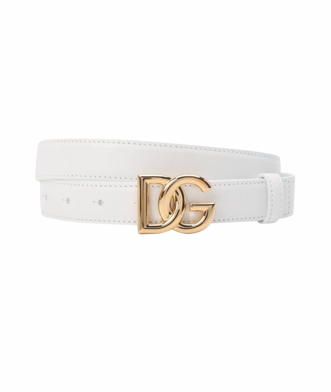 DOLCE&GABBANA Белый кожаный ремень, фото 1