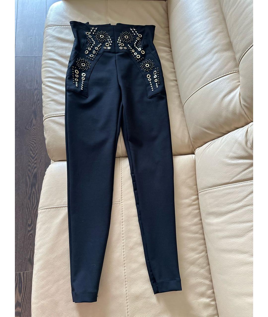 ELISABETTA FRANCHI Черные полиамидовые брюки узкие, фото 6