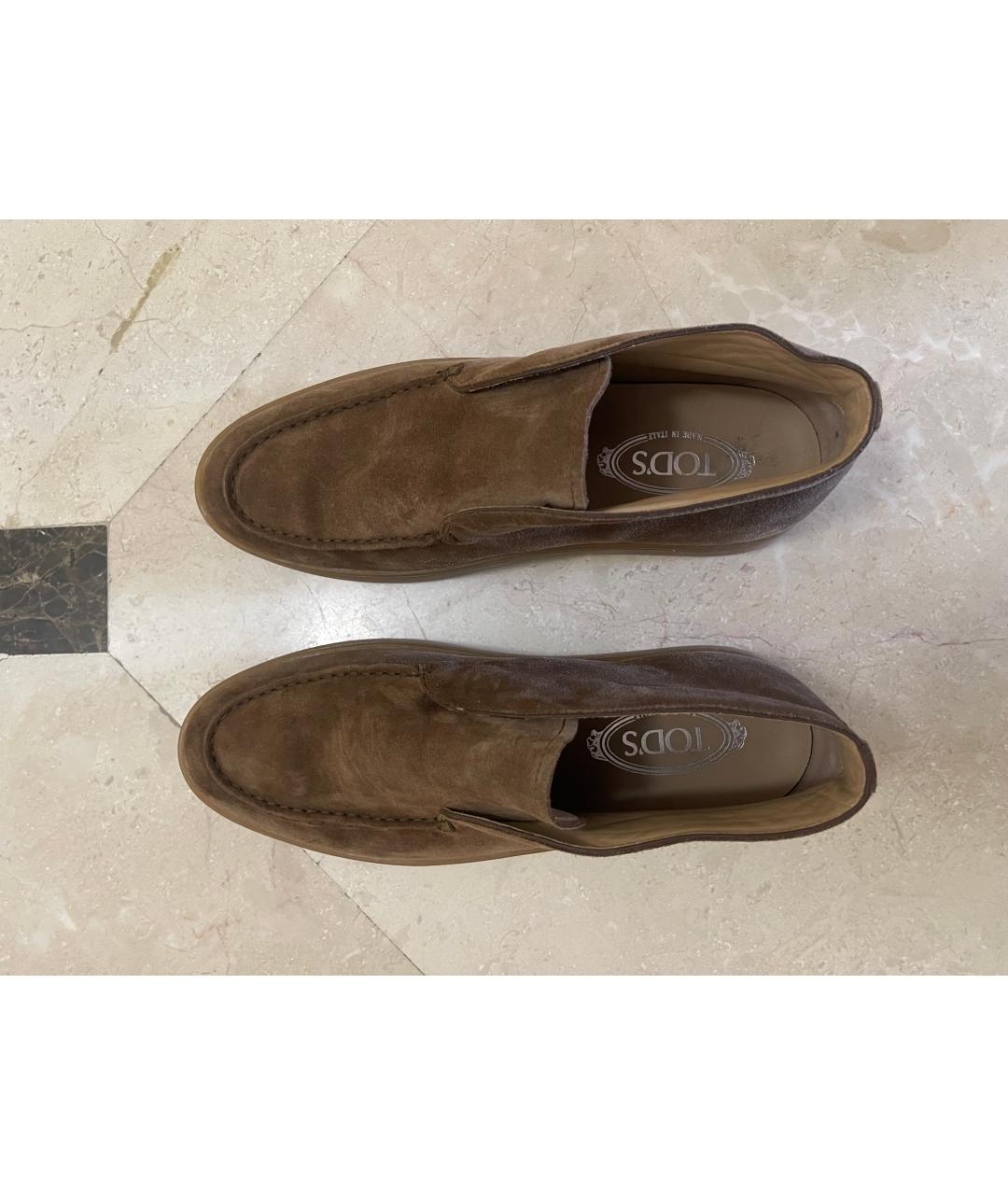 TOD'S Коричневые замшевые лоферы, фото 3