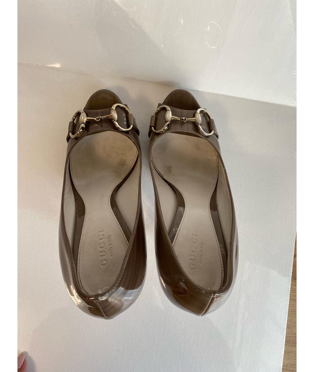 GUCCI Серые туфли из лакированной кожи, фото 3