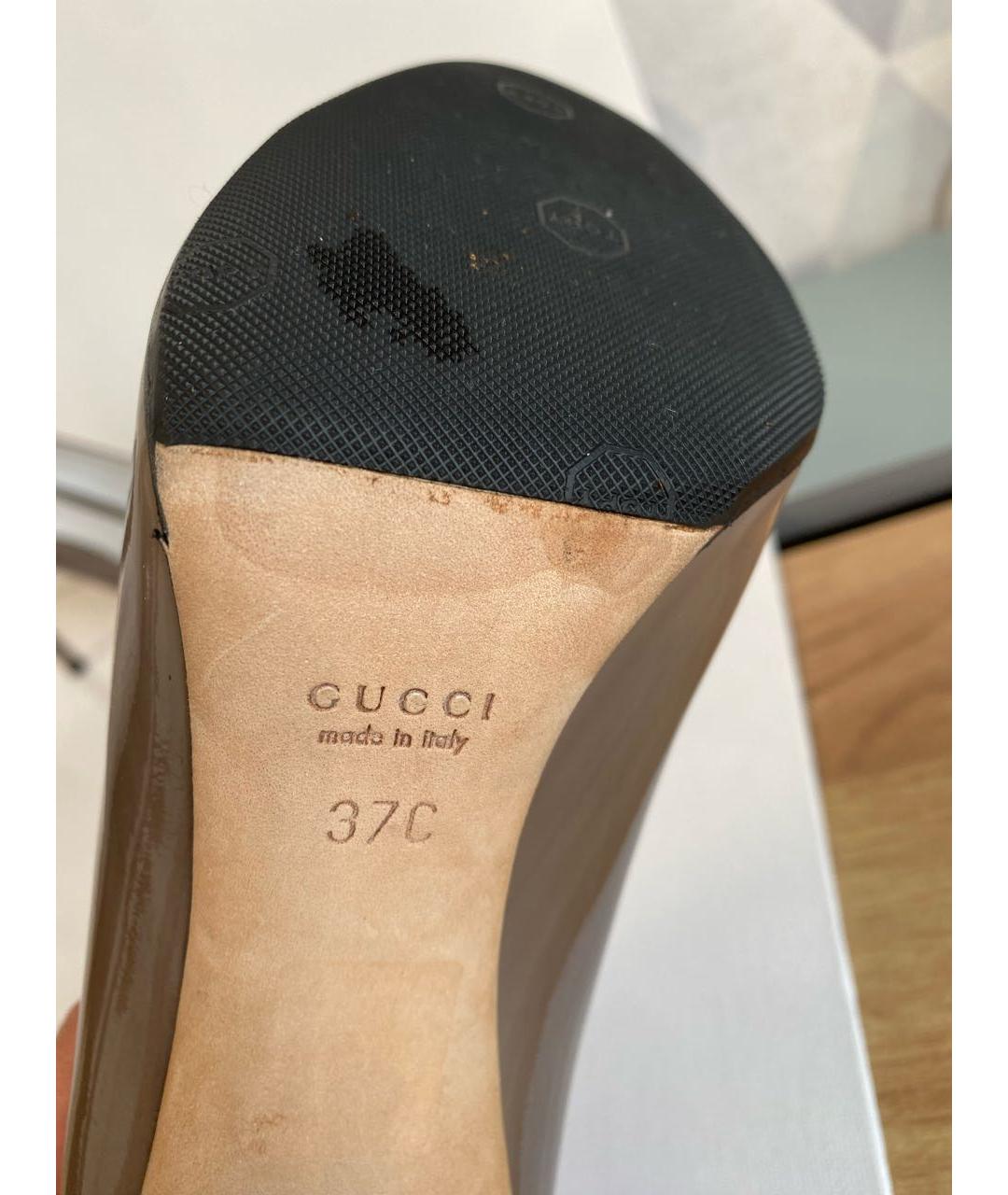 GUCCI Серые туфли из лакированной кожи, фото 5