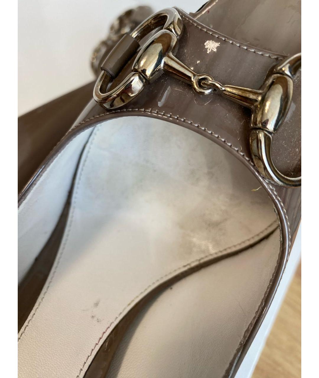 GUCCI Серые туфли из лакированной кожи, фото 7