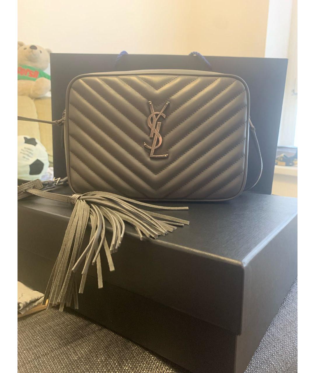 SAINT LAURENT Серая сумка через плечо из экзотической кожи, фото 8