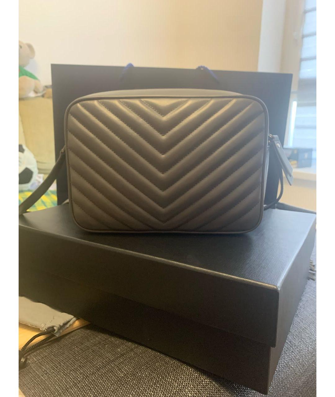 SAINT LAURENT Серая сумка через плечо из экзотической кожи, фото 3