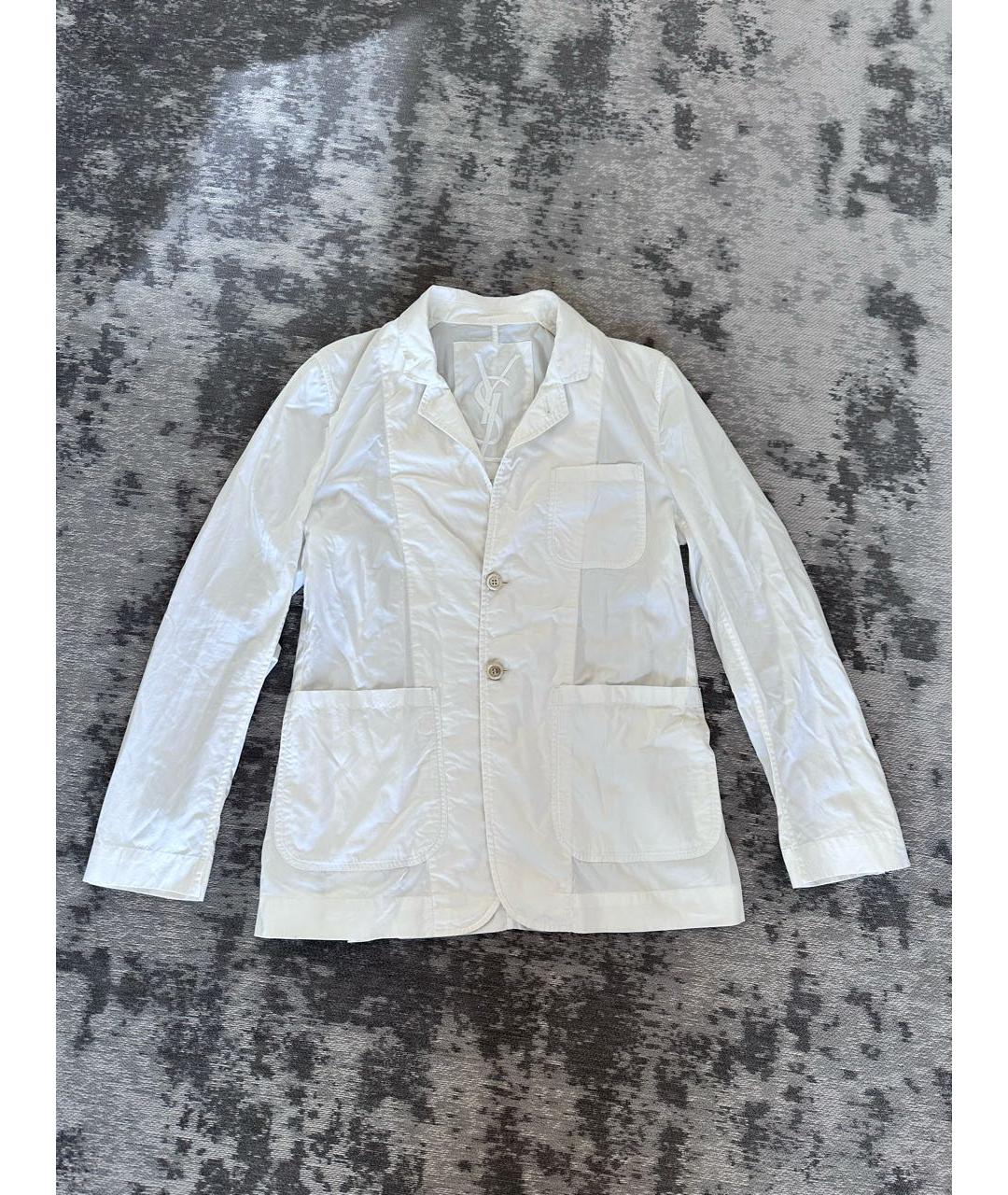 SAINT LAURENT Белый хлопковый пиджак, фото 3