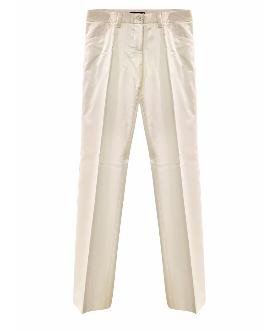 DOLCE&GABBANA Белые хлопко-эластановые прямые брюки, фото 1