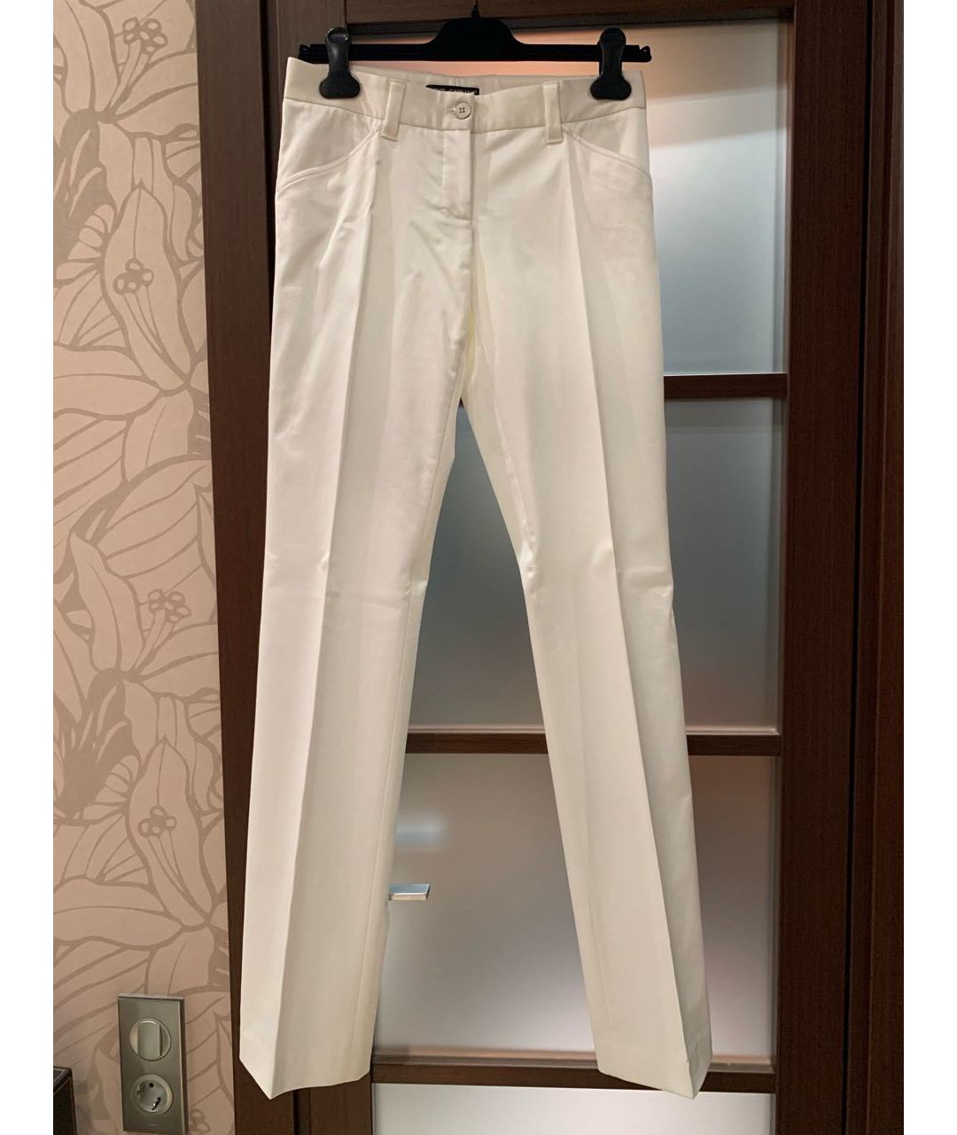 DOLCE&GABBANA Белые хлопко-эластановые прямые брюки, фото 6