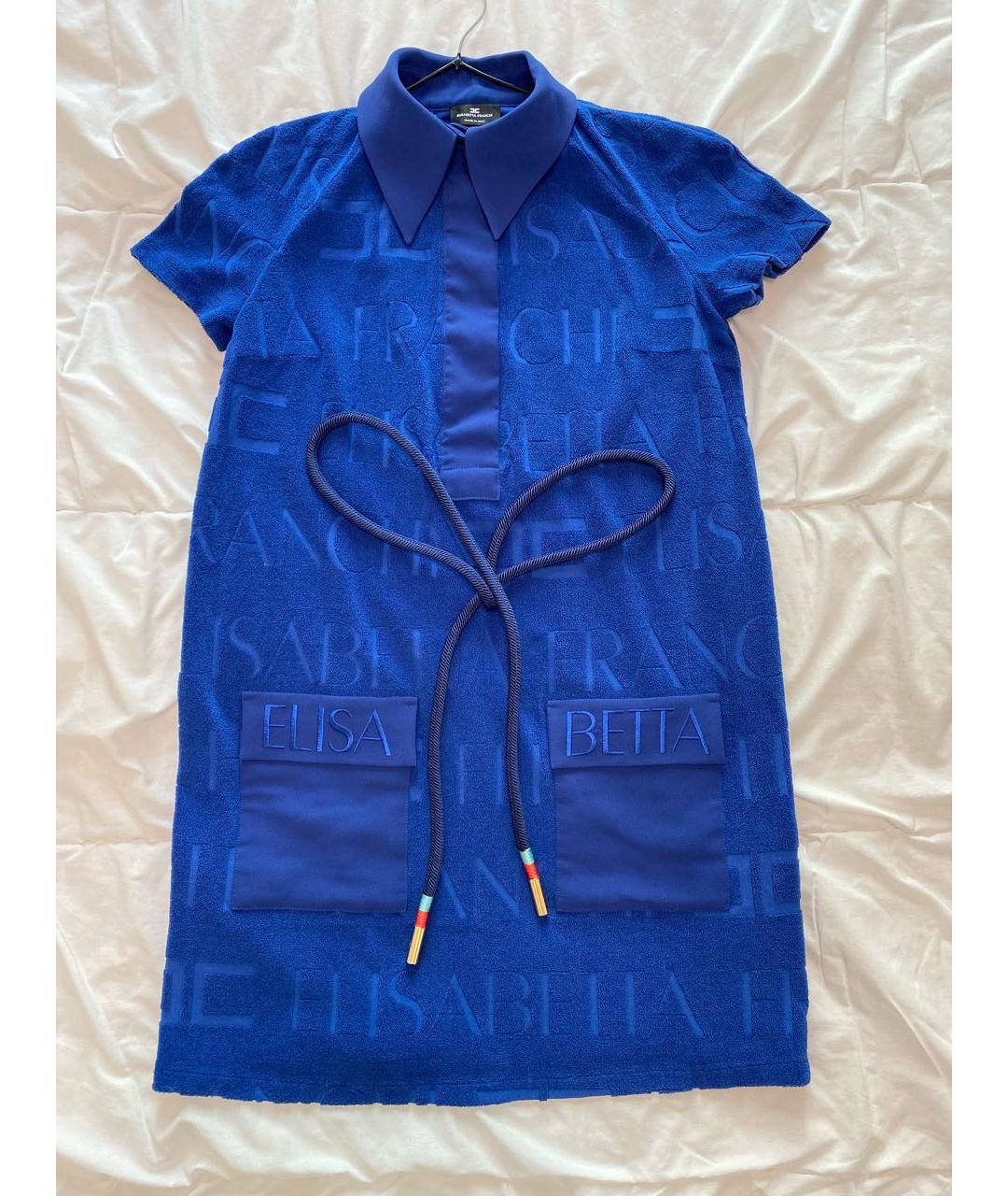 ELISABETTA FRANCHI Синее полиэстеровое повседневное платье, фото 9