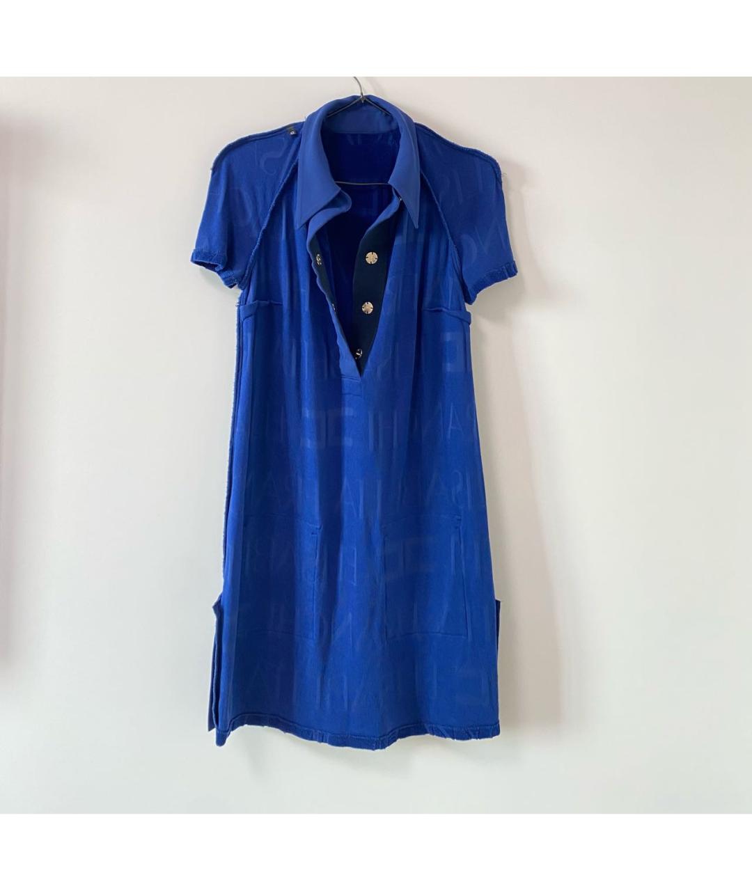 ELISABETTA FRANCHI Синее полиэстеровое повседневное платье, фото 8