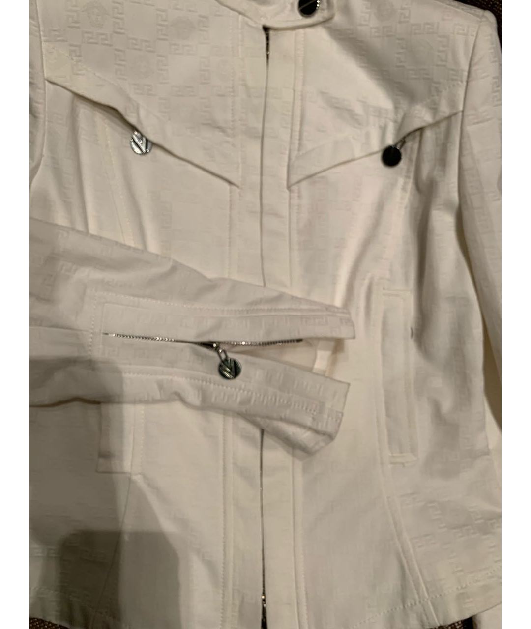 VERSACE Белый хлопко-эластановый жакет/пиджак, фото 3