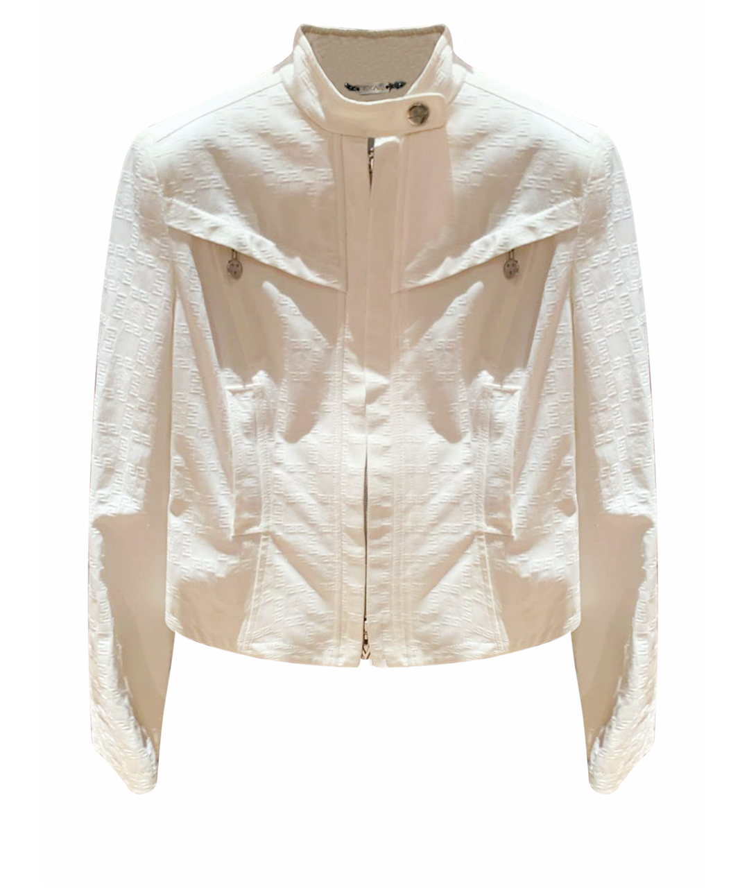 VERSACE Белый хлопко-эластановый жакет/пиджак, фото 1