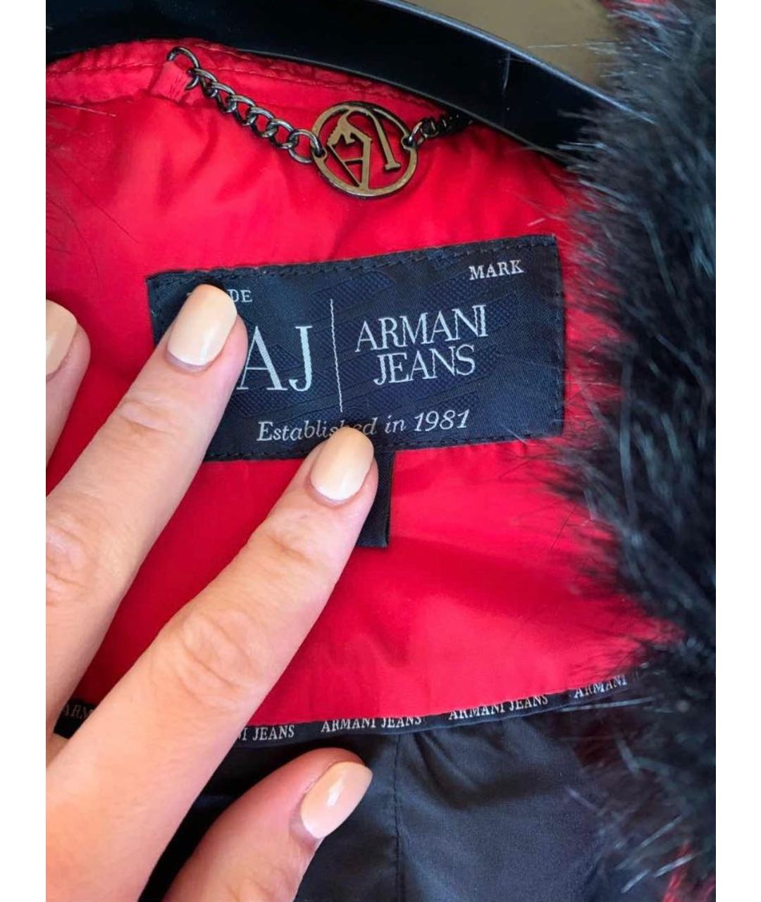 ARMANI JEANS Красная полиуретановая куртка, фото 3
