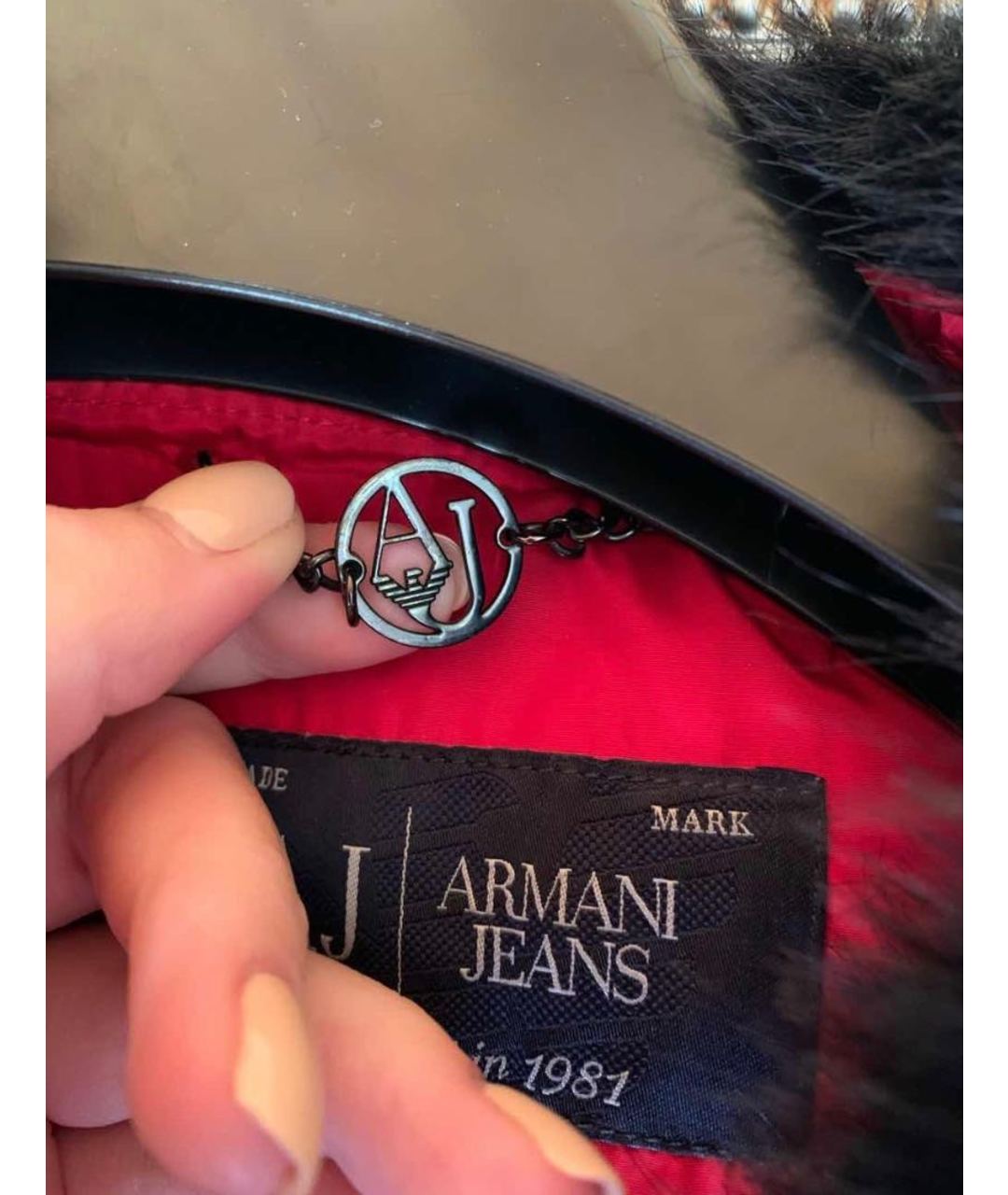 ARMANI JEANS Красная полиуретановая куртка, фото 7